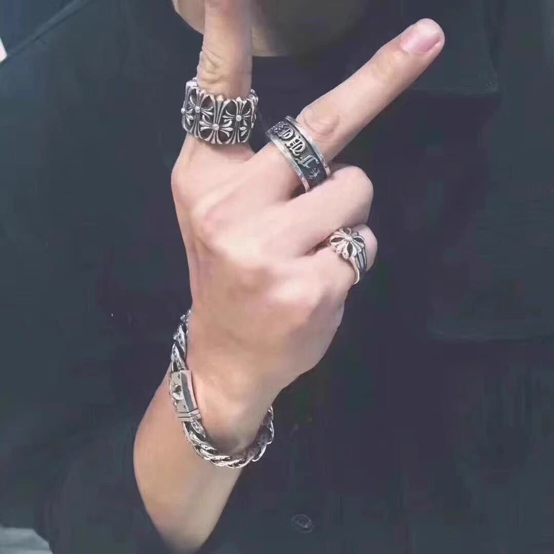 Серебряное кольцо-спиннер Chrome Hearts с контрастной гравировкой