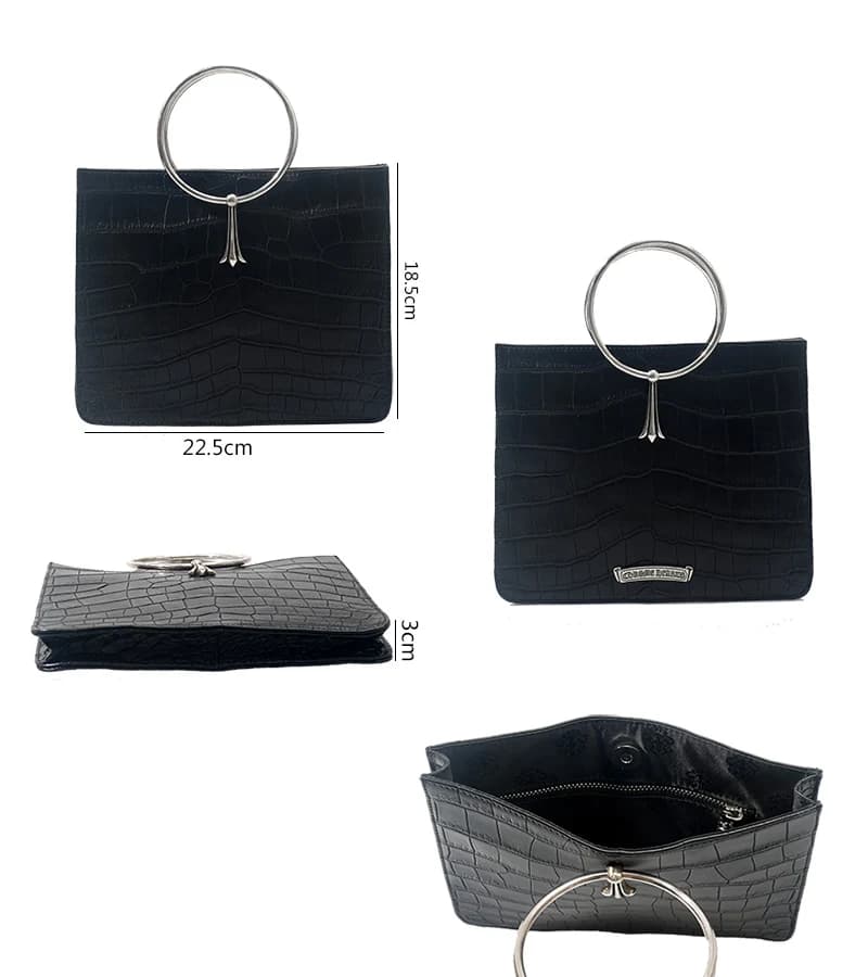 Черная сумка Chrome Hearts из кожи крокодила