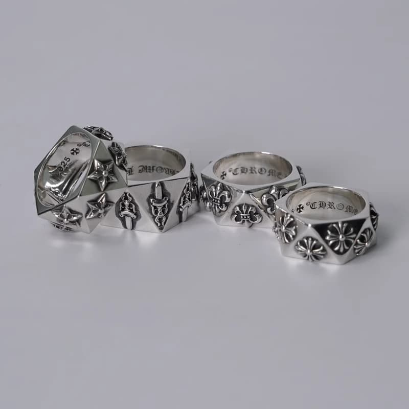 Кольцо Chrome Hearts с гравировкой бренда сбоку