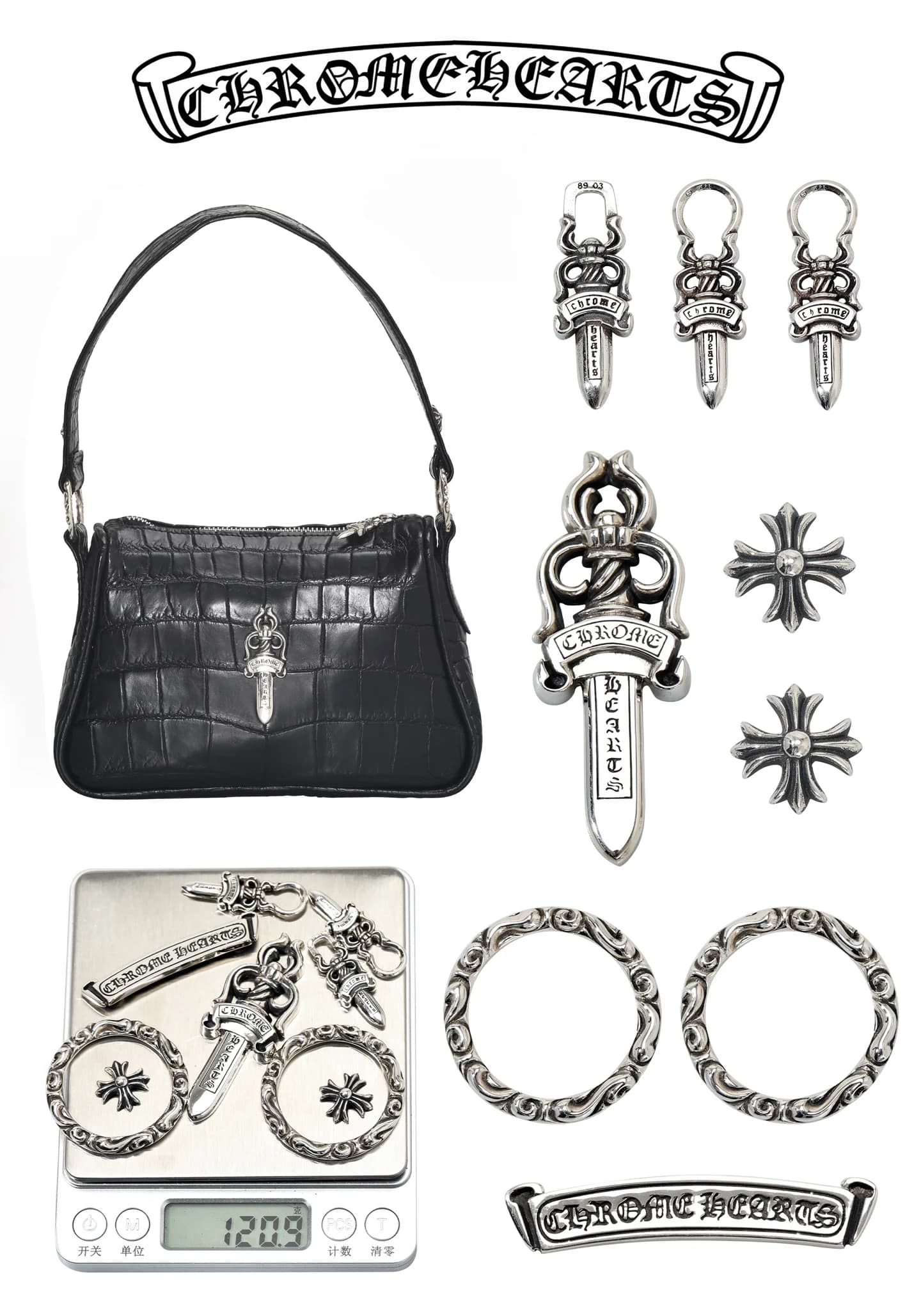 Вид спереди сумки Chrome Hearts Dagger