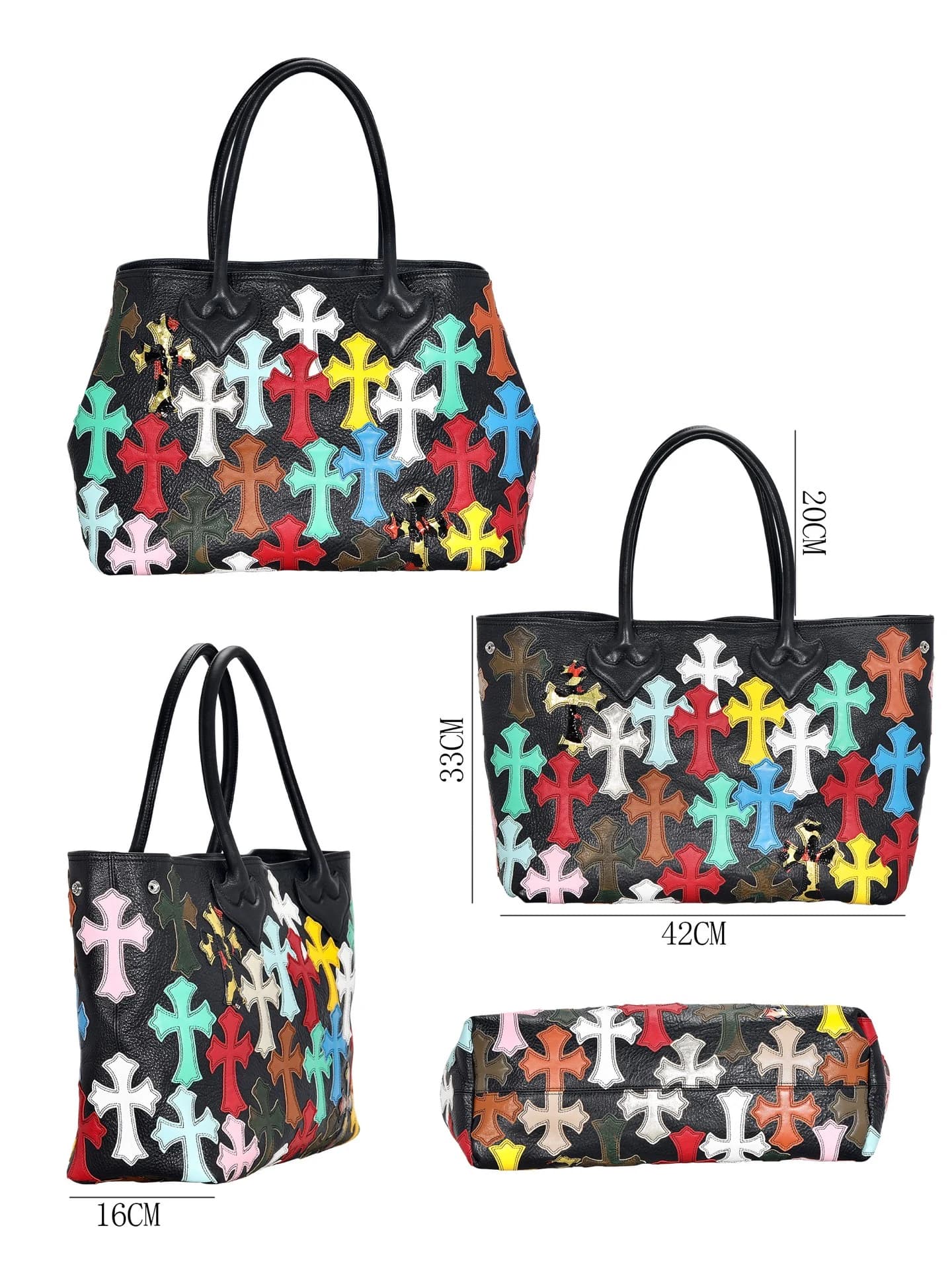 Черная кожаная сумка Chrome Hearts Multi Cross