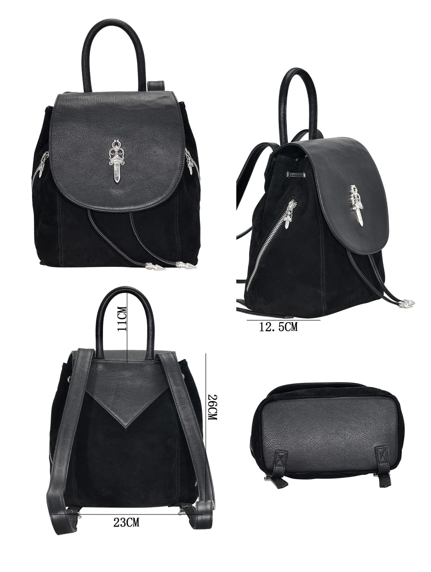 Черный кожаный рюкзак Chrome Hearts Dagger
