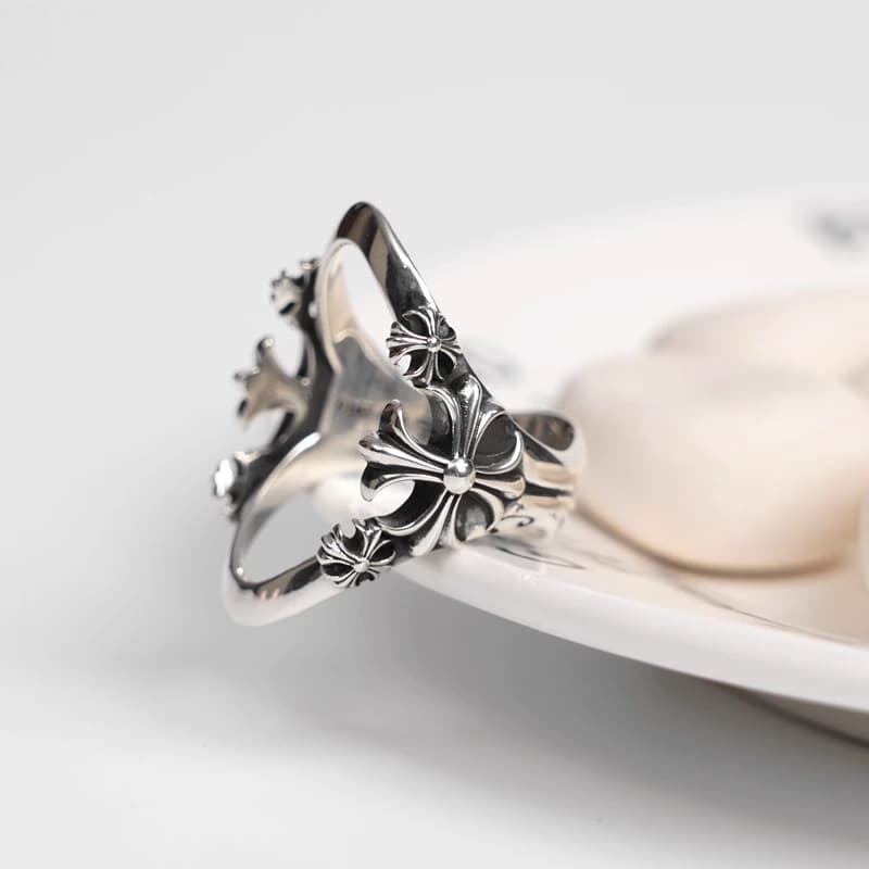 Серебряное кольцо Chrome Hearts с гравировкой крестов