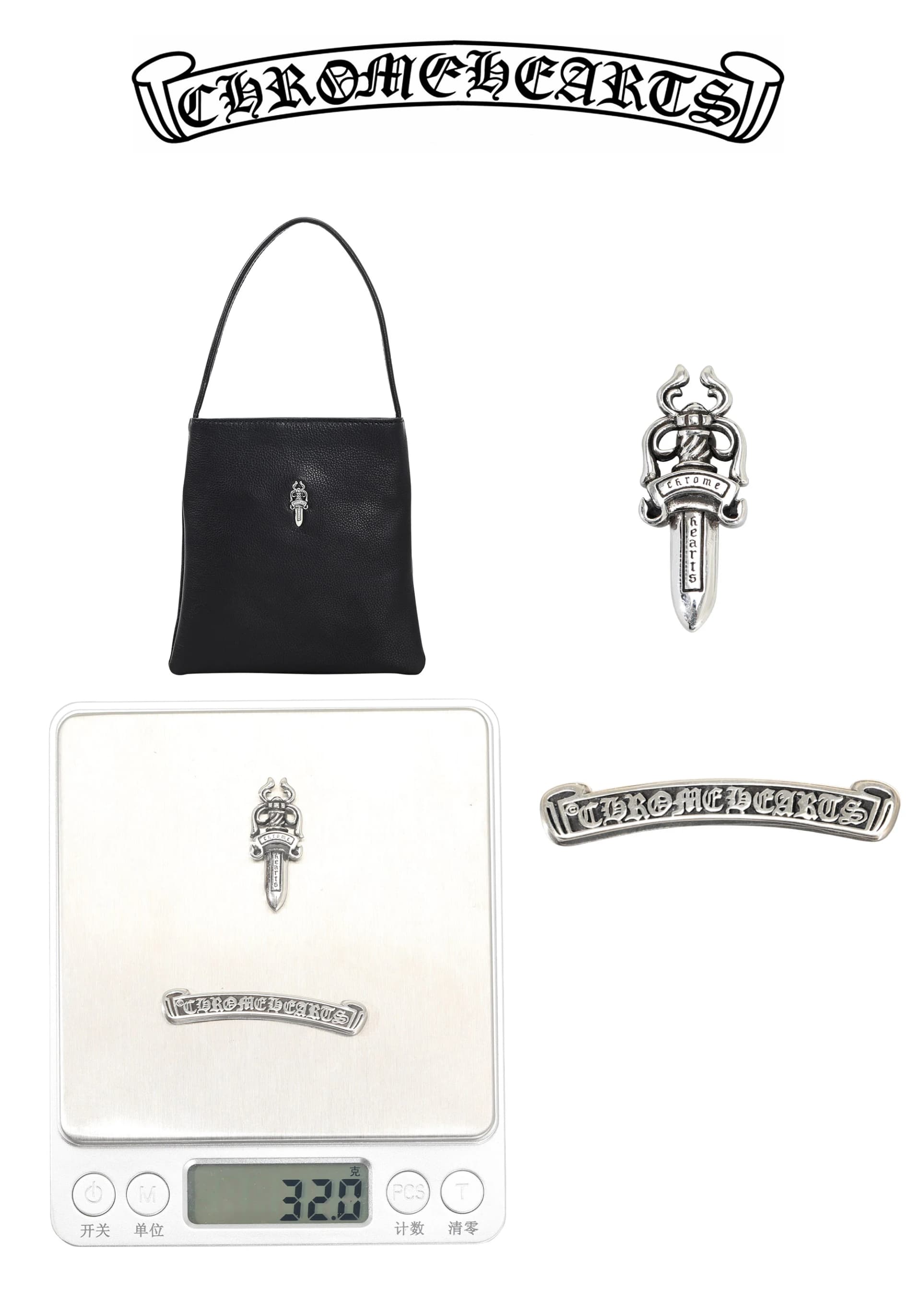 Текстура натуральной кожи и текстиля сумки Chrome Hearts