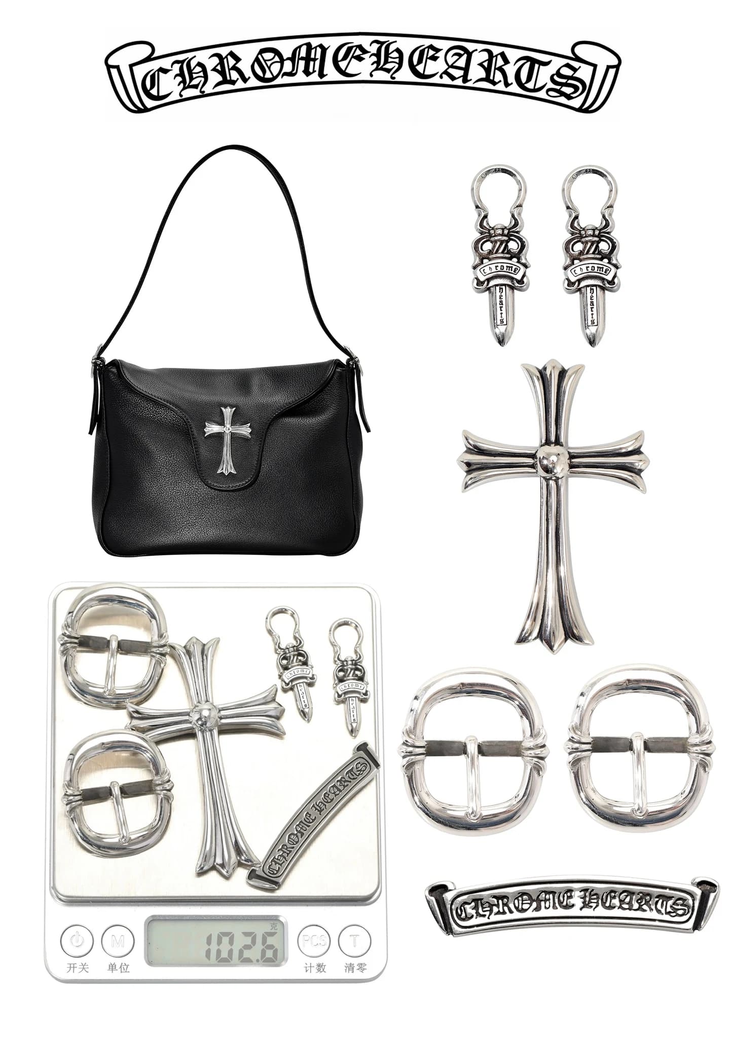 Вид спереди на сумку Chrome Hearts K696